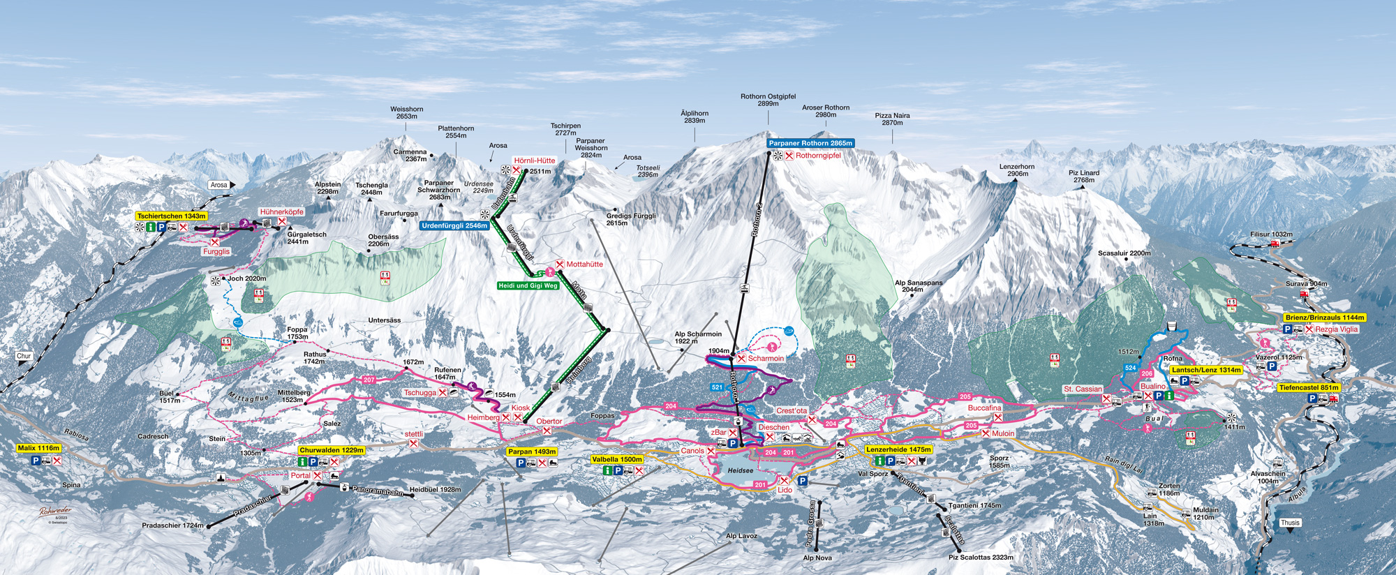 Lenzerheide Winter Wandern Rothorn 3D Karte