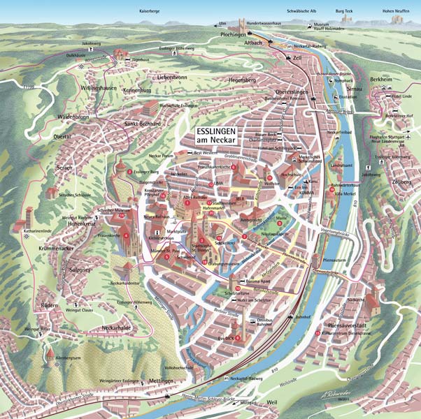 Esslingen am Neckar Panoramakarte