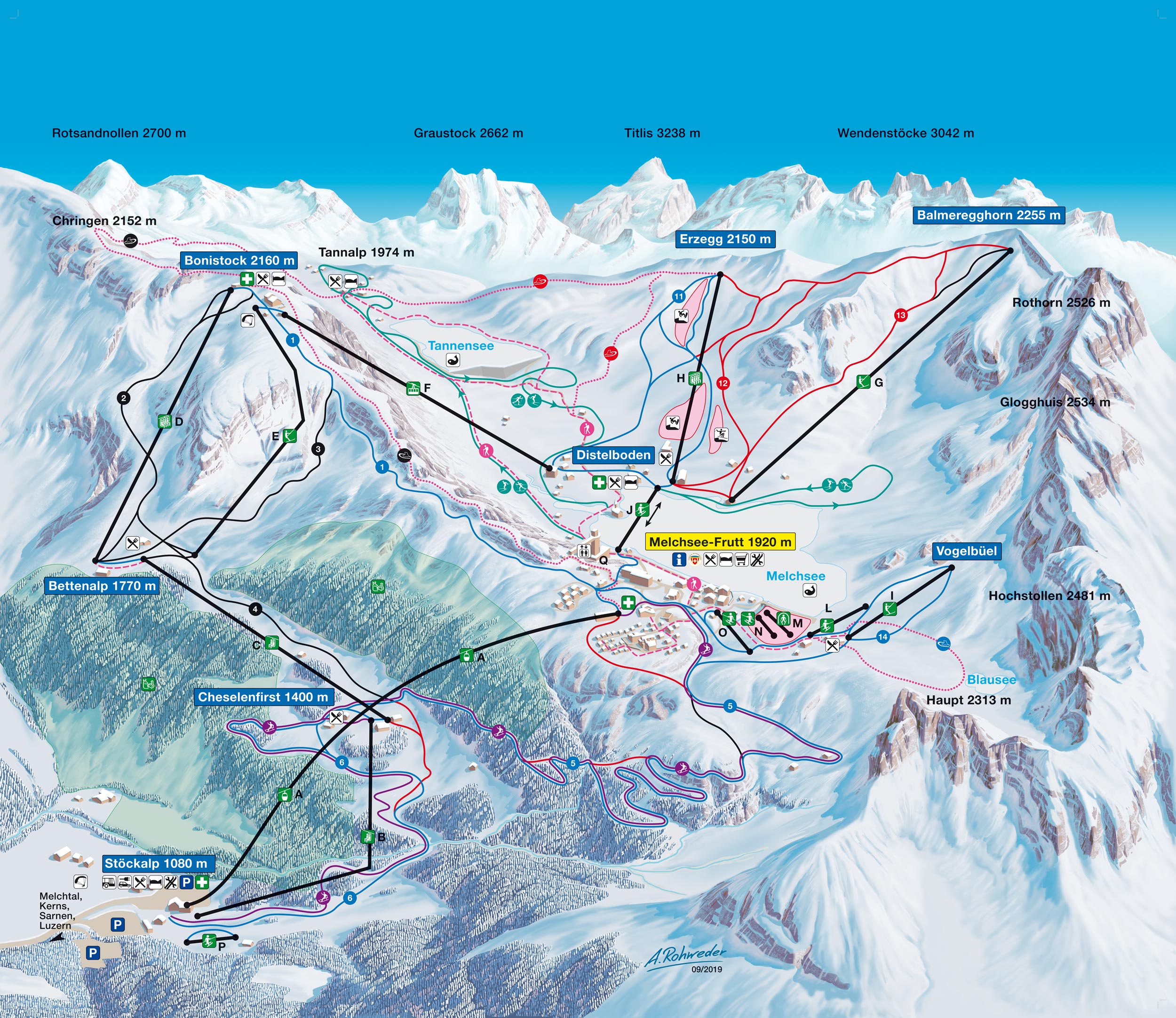 Melchsee-Frutt Pistenplan / Ski Map