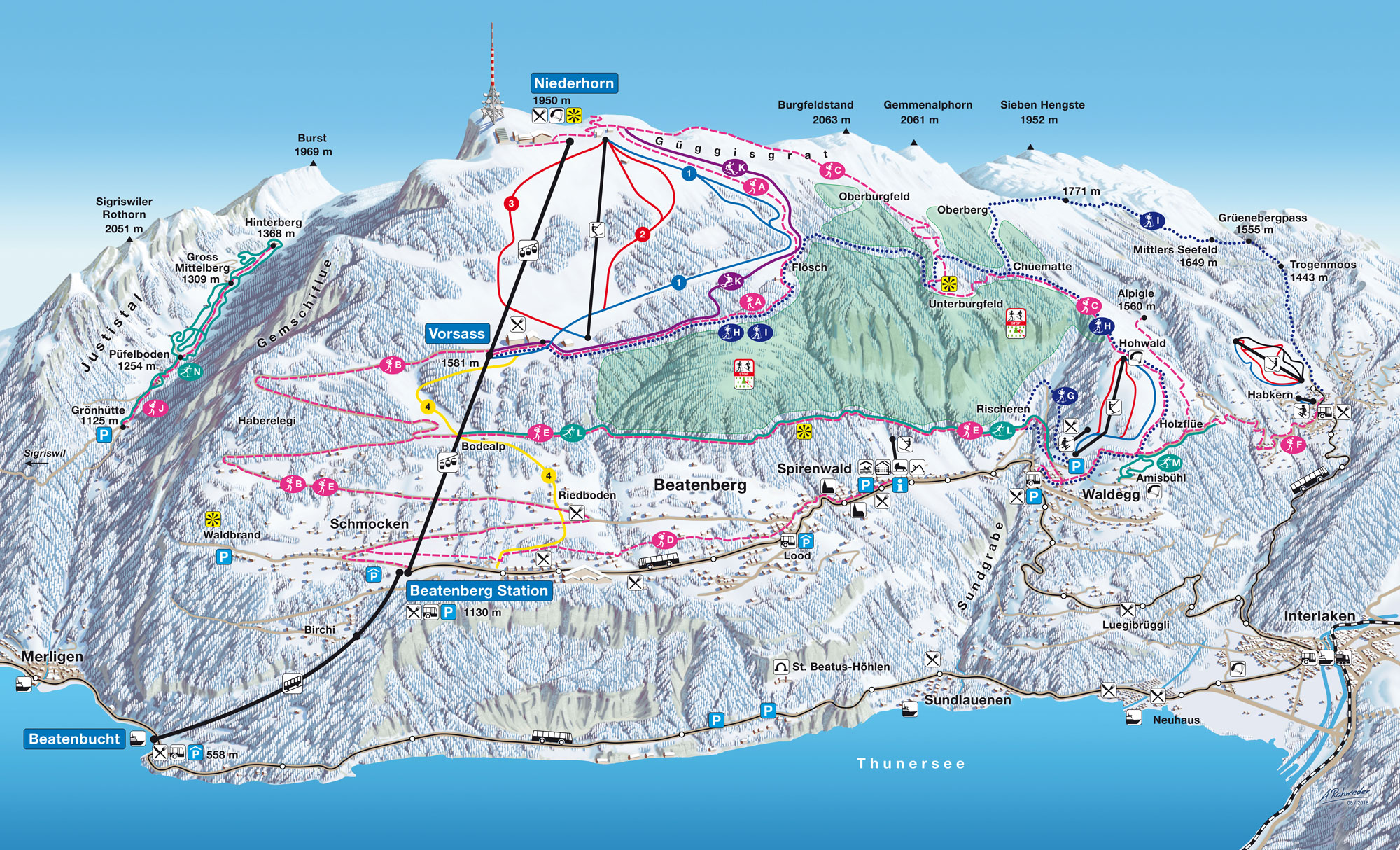 Niederhorn Winter Pistenplan Karte