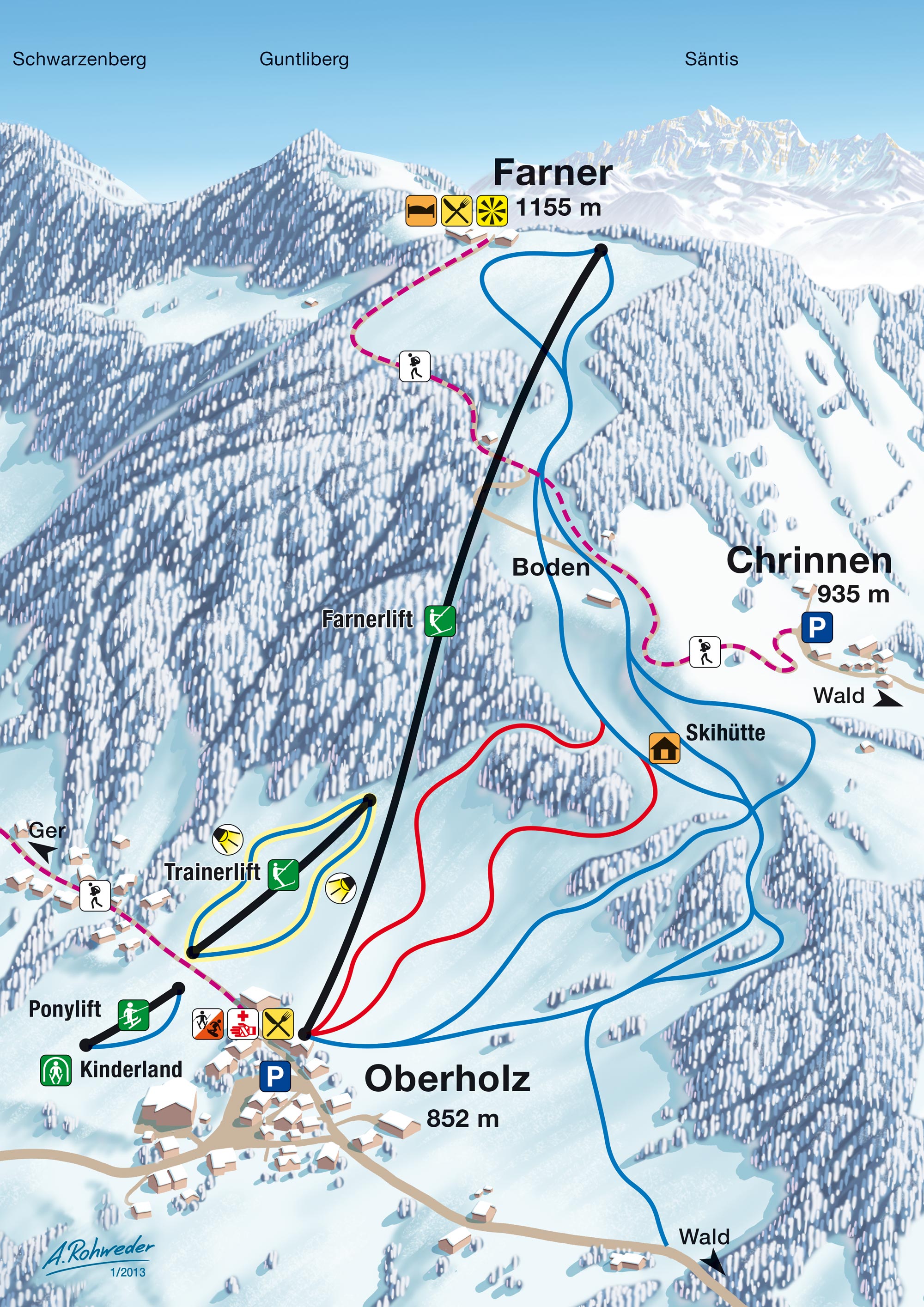 Oberholz Pistenplan Ski Map