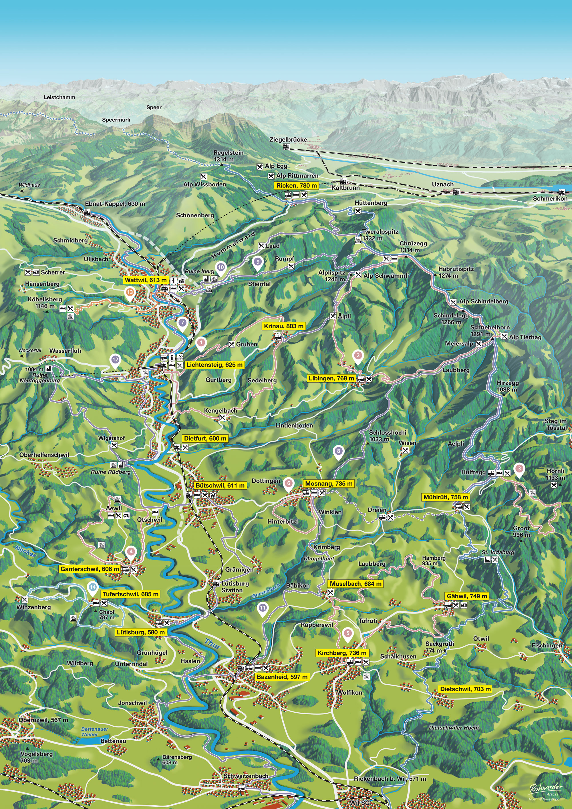 Unteres Toggenburg Karte
