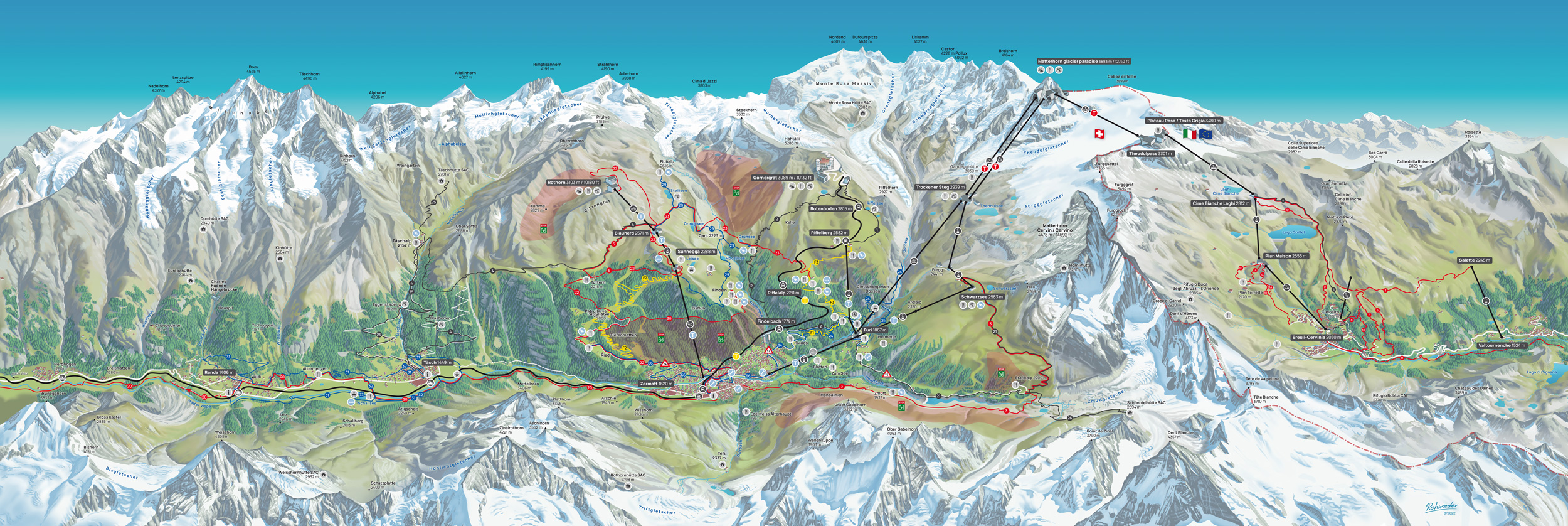 Zermatt Sommer Bike Karte trail map